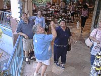 Betsy and Patty dancin' to the music.